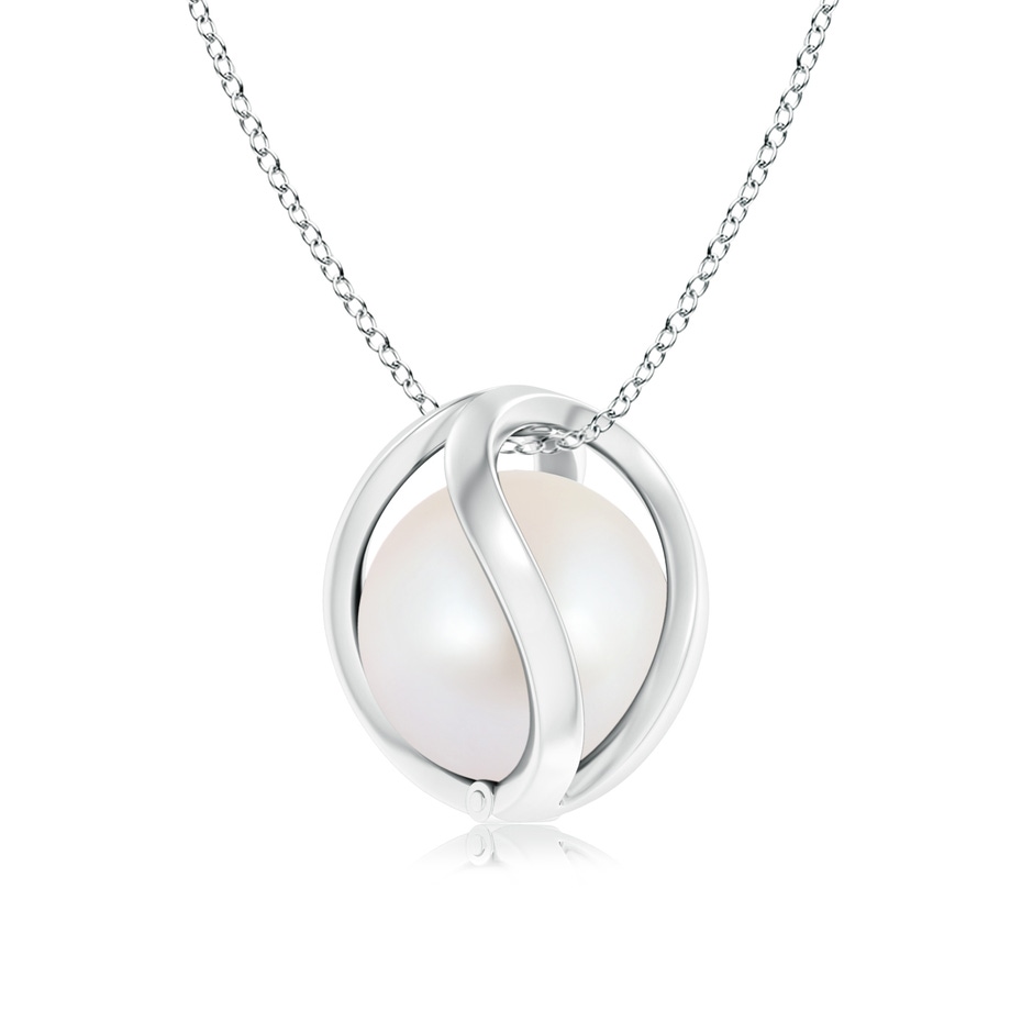 8mm AA Japanese Akoya Pearl Cage Pendant in 9K White Gold 