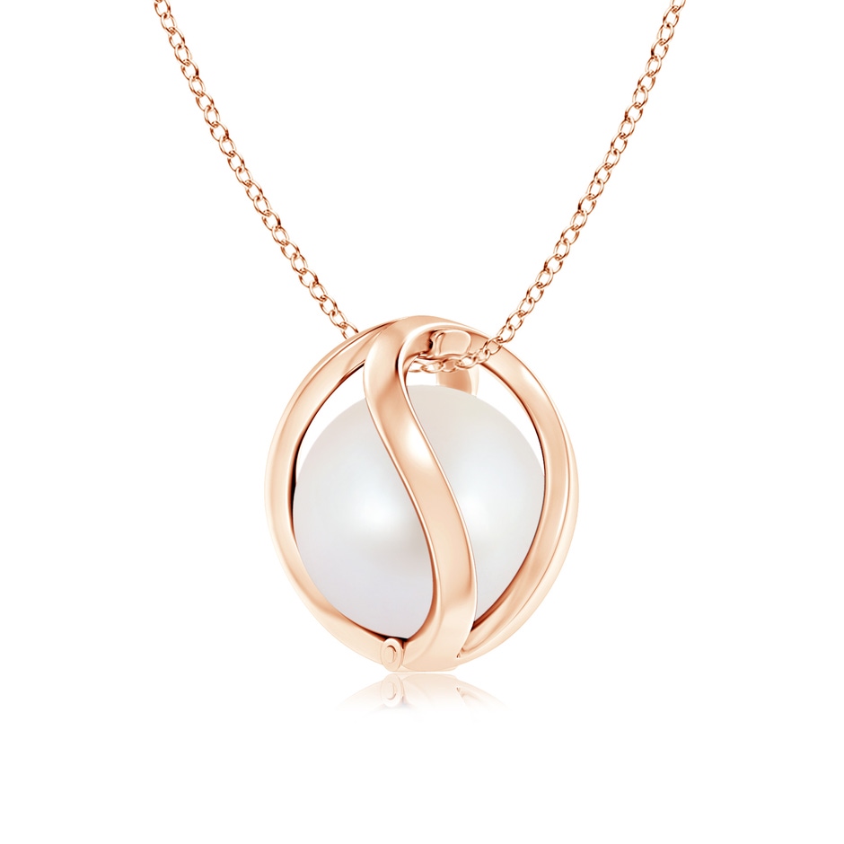 8mm AA Japanese Akoya Pearl Cage Pendant in Rose Gold Product Image