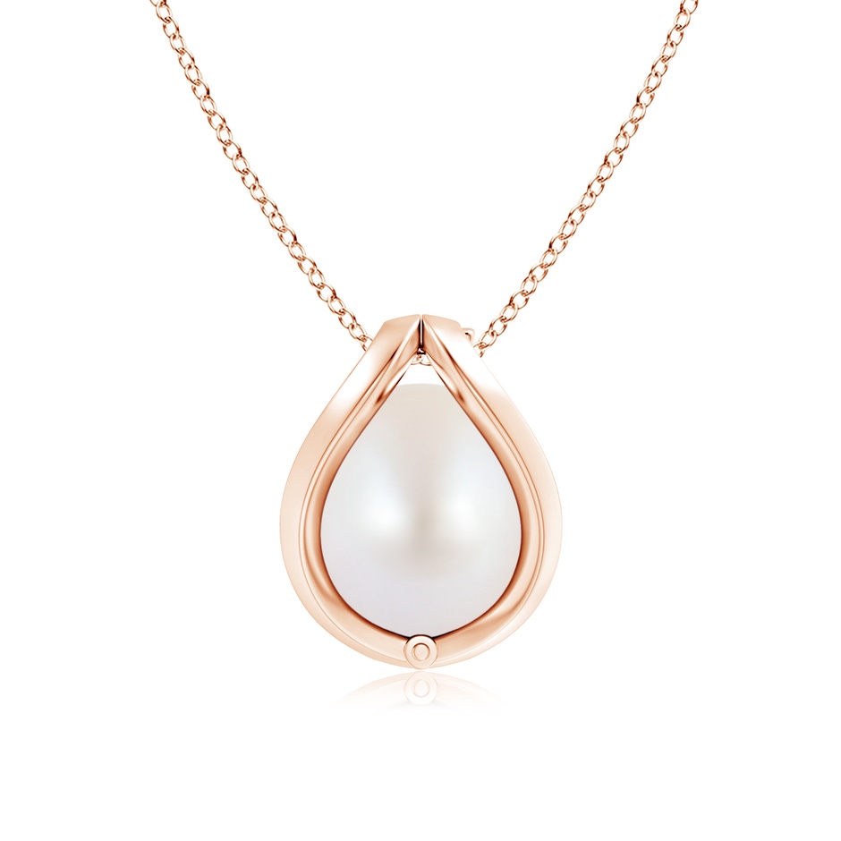 8mm AA Japanese Akoya Pearl Cage Pendant in Rose Gold Product Image