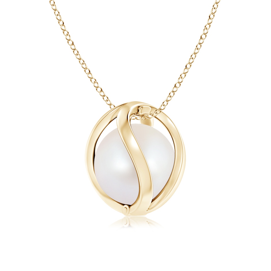 8mm AA Japanese Akoya Pearl Cage Pendant in Yellow Gold Product Image