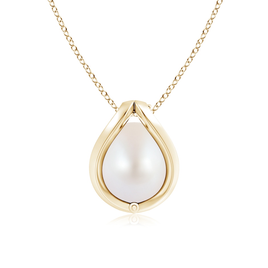 8mm AA Japanese Akoya Pearl Cage Pendant in Yellow Gold Product Image