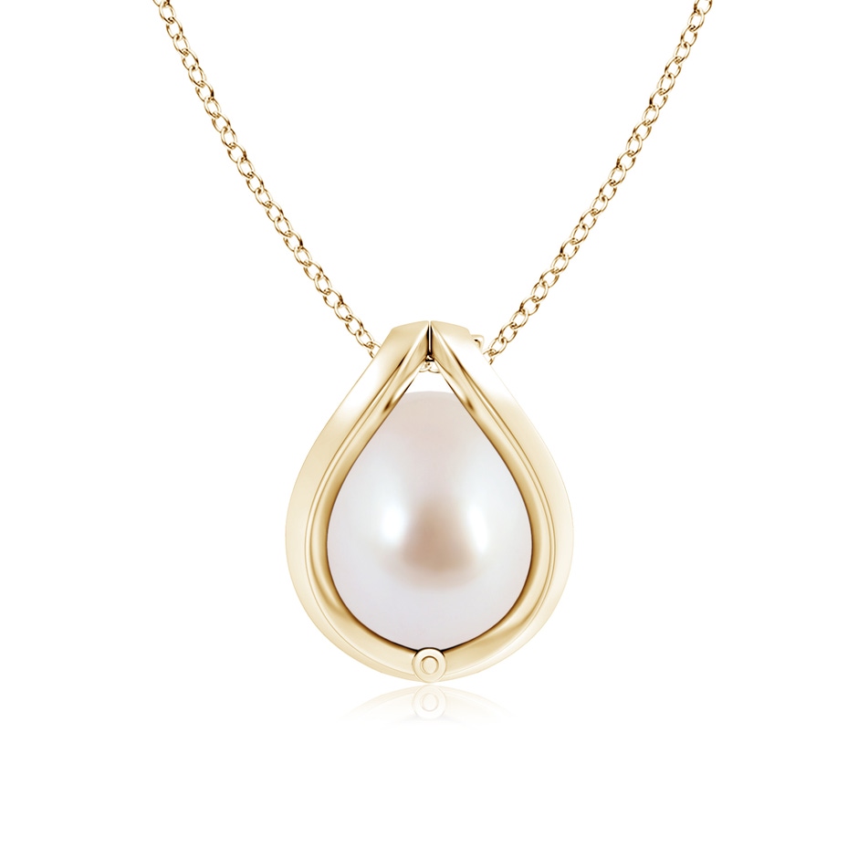 8mm AAA Japanese Akoya Pearl Cage Pendant in Yellow Gold product image