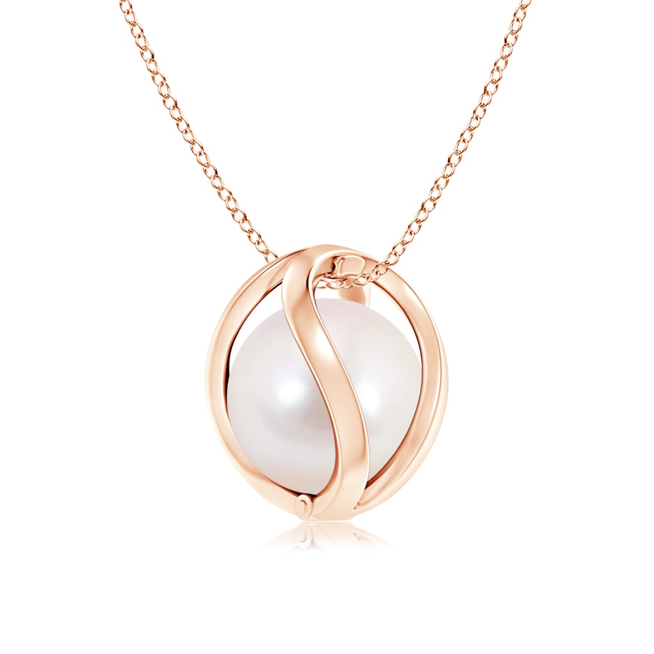 8mm AAAA Japanese Akoya Pearl Cage Pendant in Rose Gold Product Image