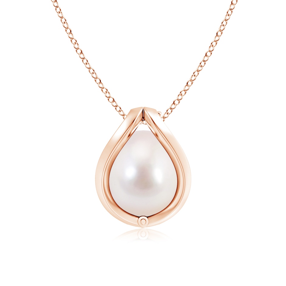 8mm AAAA Japanese Akoya Pearl Cage Pendant in Rose Gold Product Image