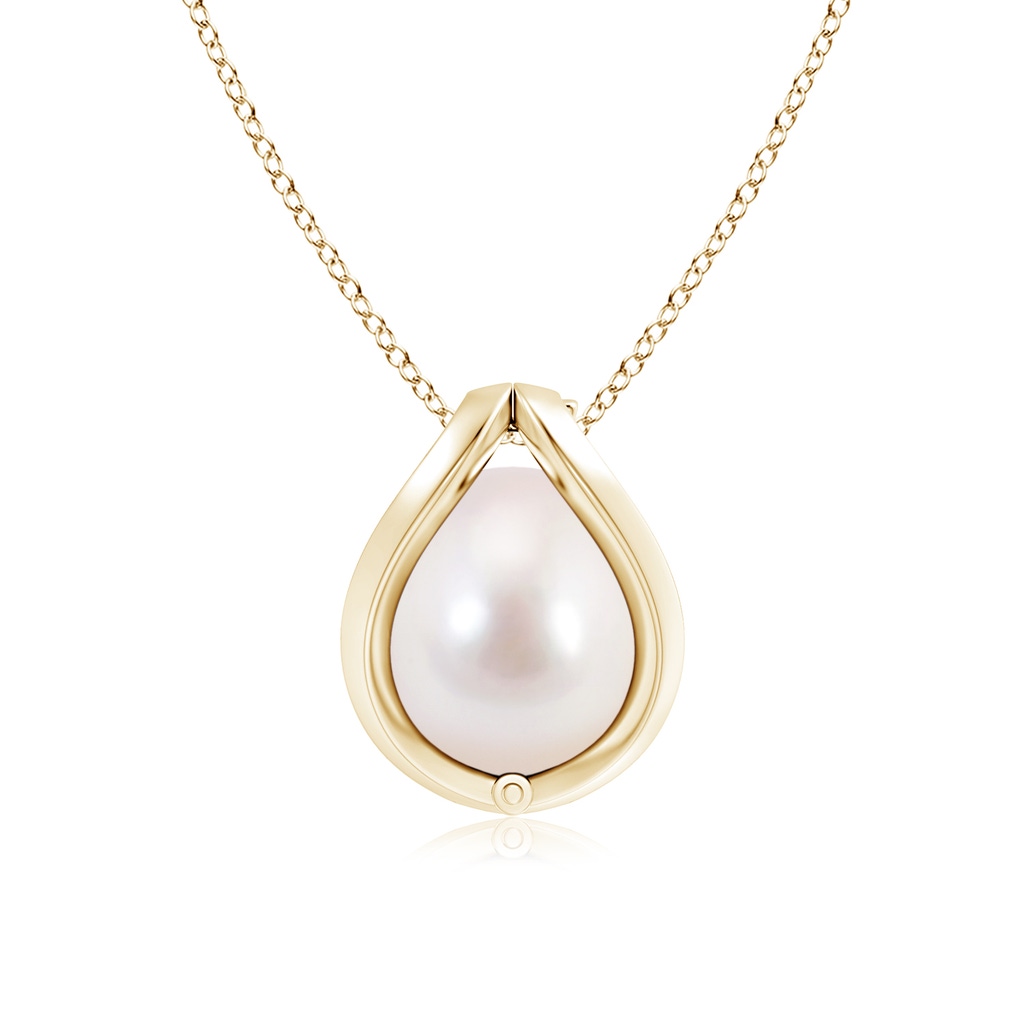 8mm AAAA Japanese Akoya Pearl Cage Pendant in Yellow Gold Product Image