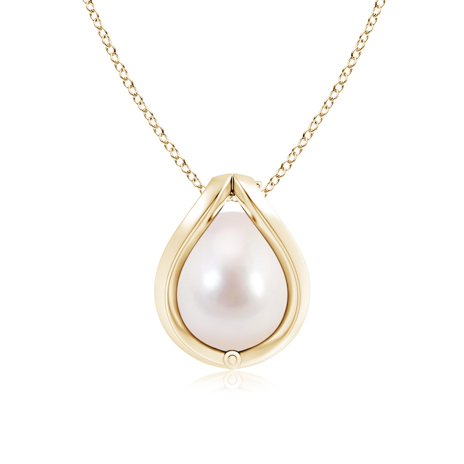 8mm AAAA Japanese Akoya Pearl Cage Pendant in Yellow Gold Product Image