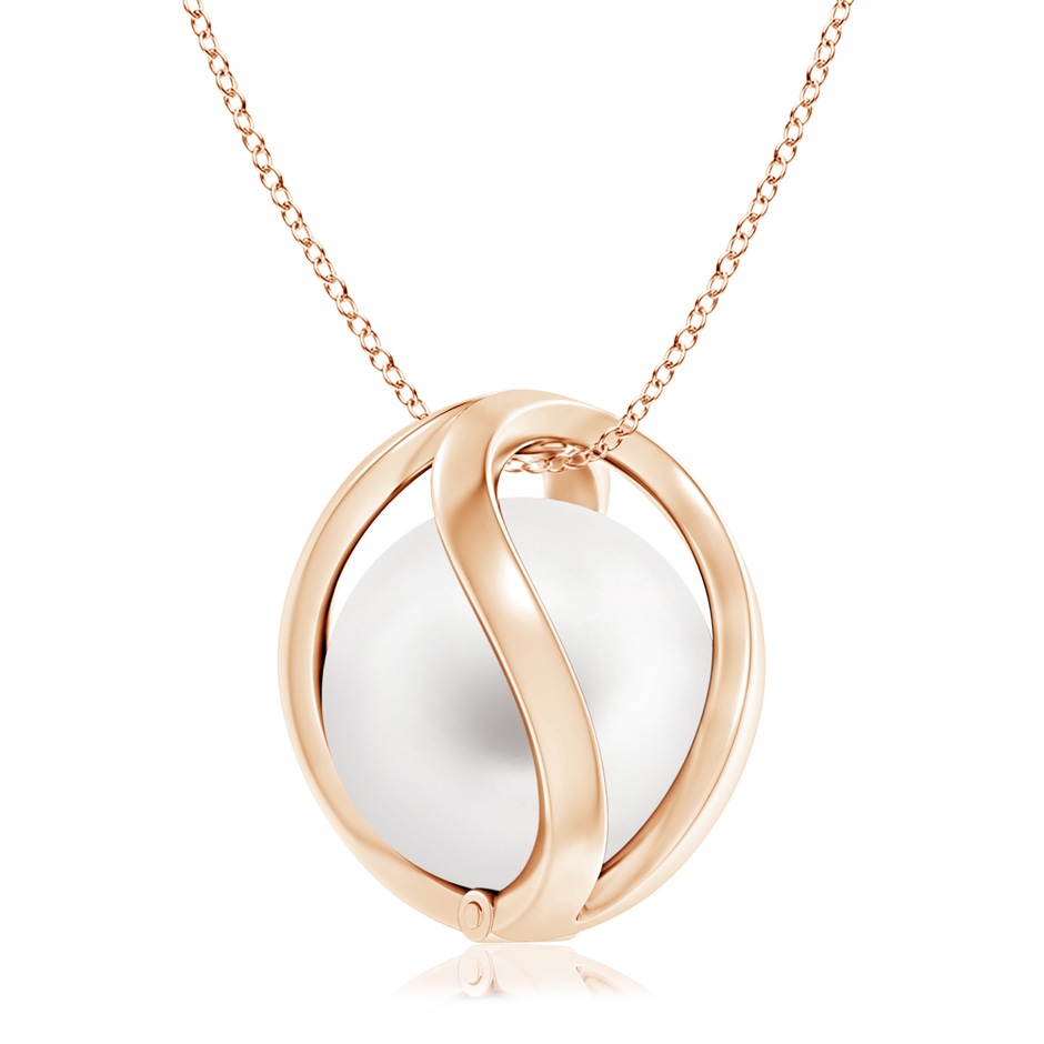 10mm AA Freshwater Pearl Cage Pendant in Rose Gold 