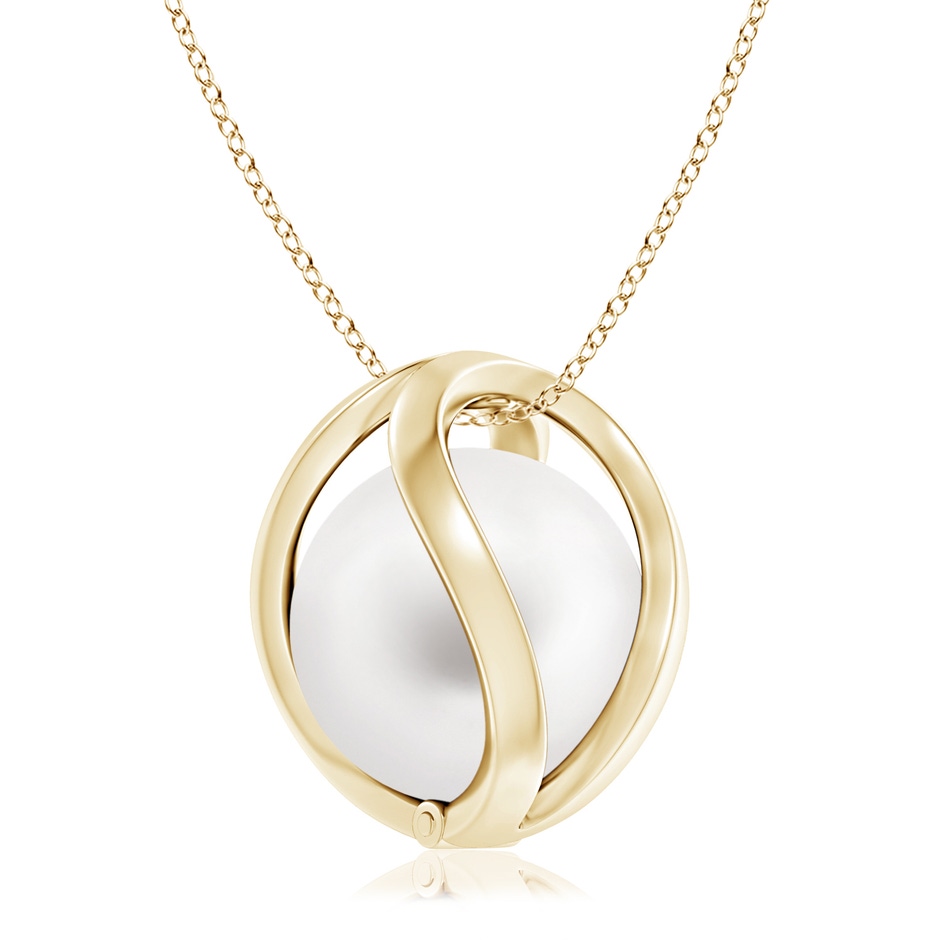 10mm AA Freshwater Pearl Cage Pendant in Yellow Gold 