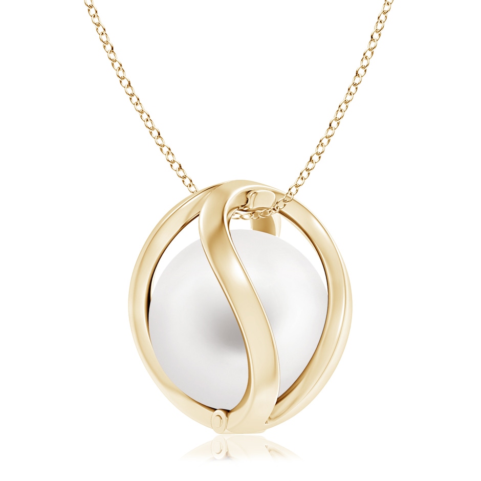 10mm AA Freshwater Pearl Cage Pendant in Yellow Gold product image