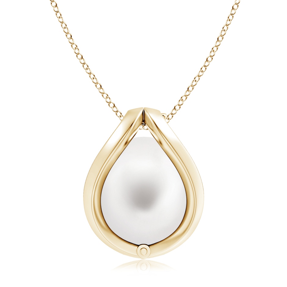 10mm AA Freshwater Pearl Cage Pendant in Yellow Gold product image
