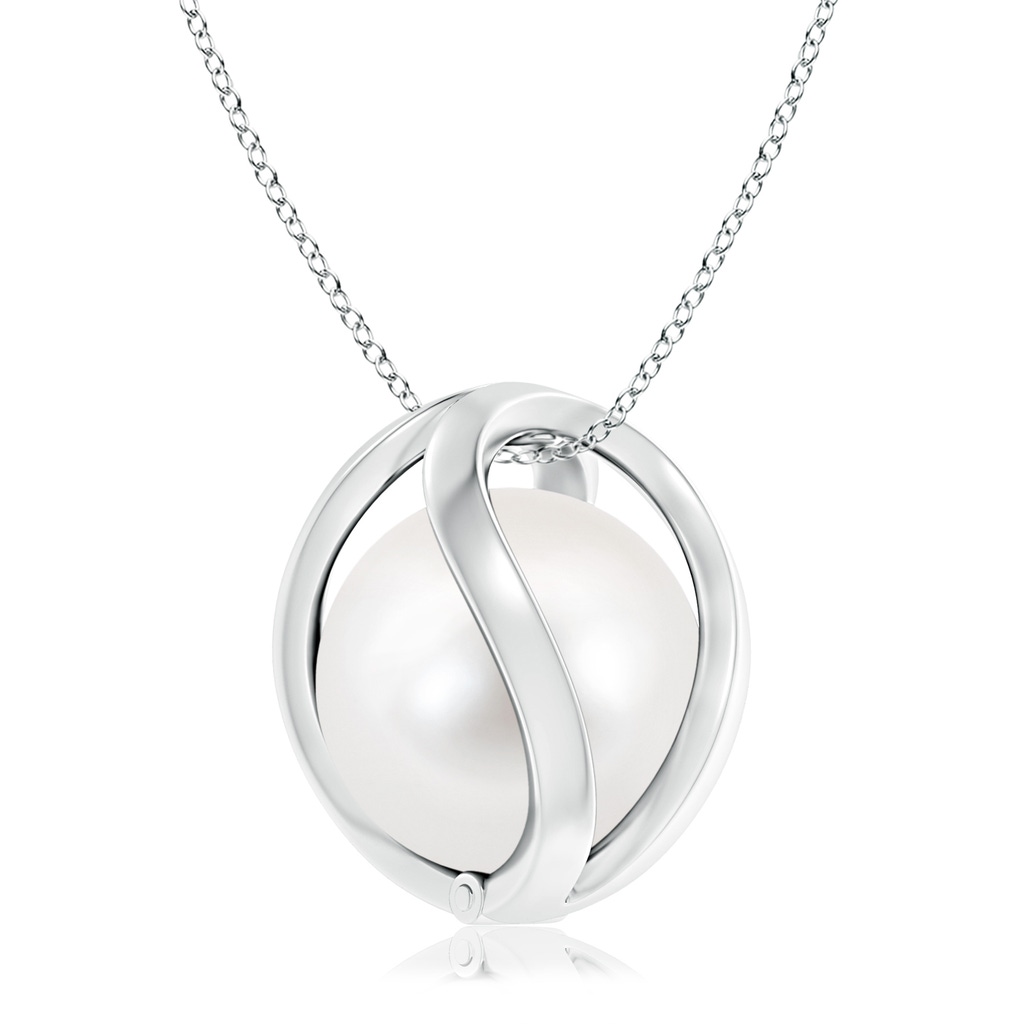 10mm AAA Freshwater Pearl Cage Pendant in 10K White Gold
