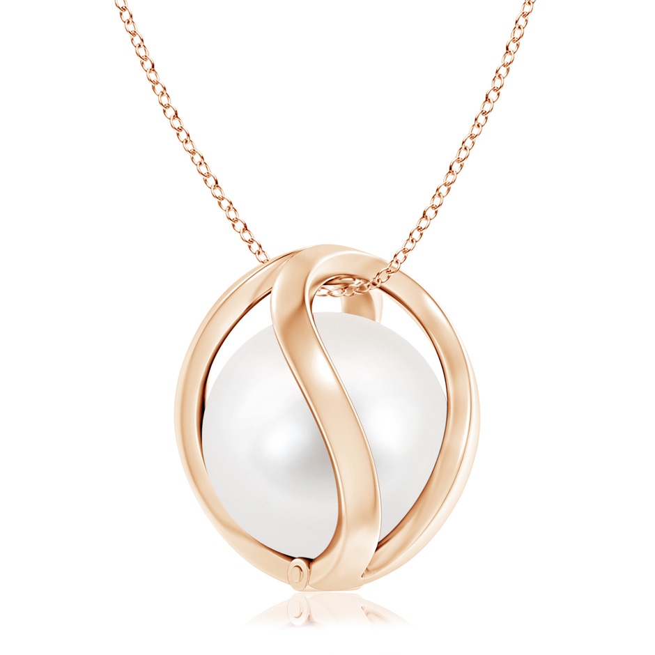 10mm AAA Freshwater Pearl Cage Pendant in Rose Gold 