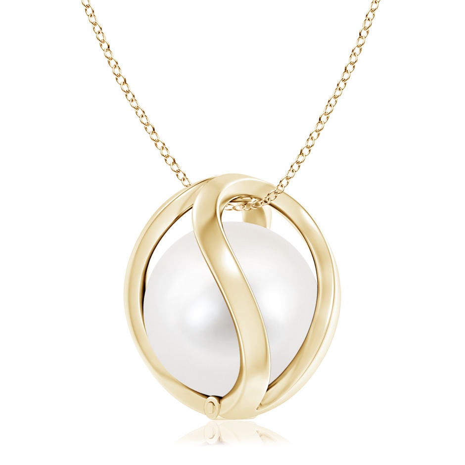 10mm AAA Freshwater Pearl Cage Pendant in Yellow Gold 