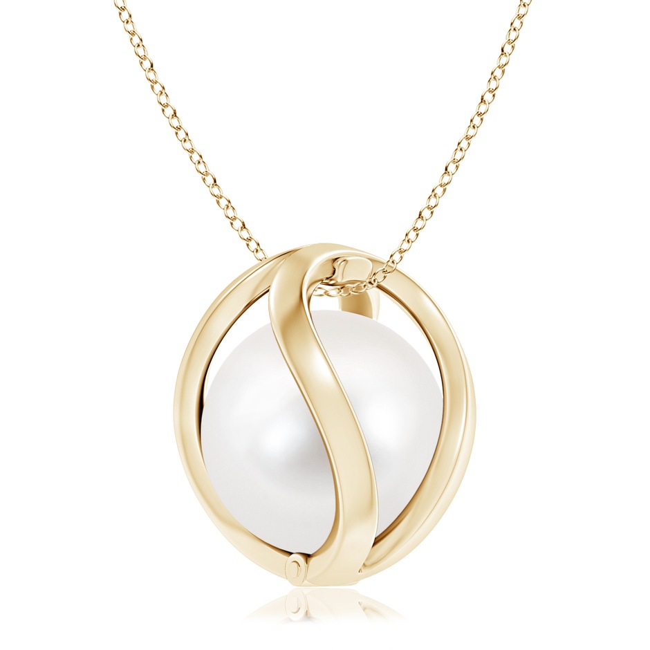 10mm AAA Freshwater Pearl Cage Pendant in Yellow Gold product image