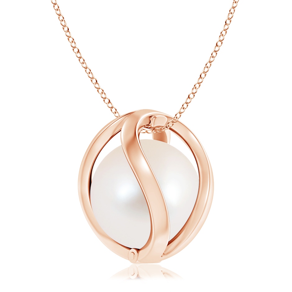 10mm AAAA Freshwater Pearl Cage Pendant in Rose Gold product image