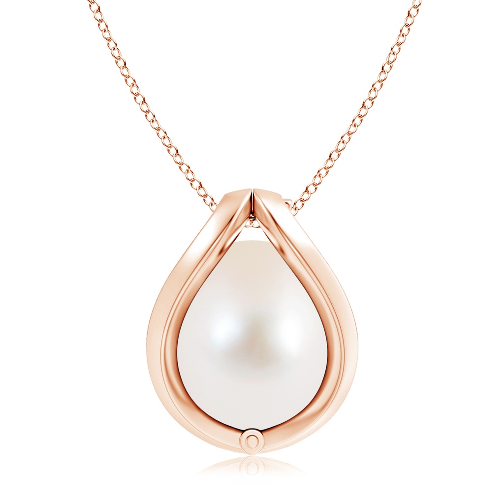 10mm AAAA Freshwater Pearl Cage Pendant in Rose Gold Product Image