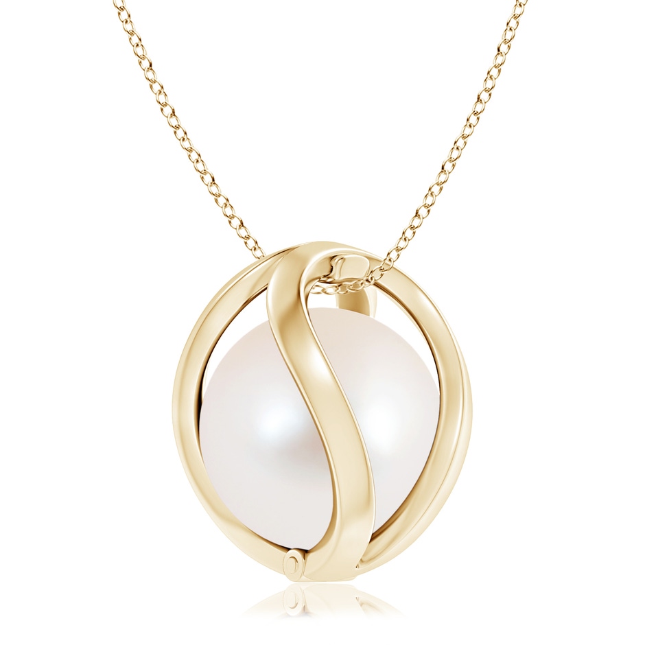 10mm AAAA Freshwater Pearl Cage Pendant in Yellow Gold product image