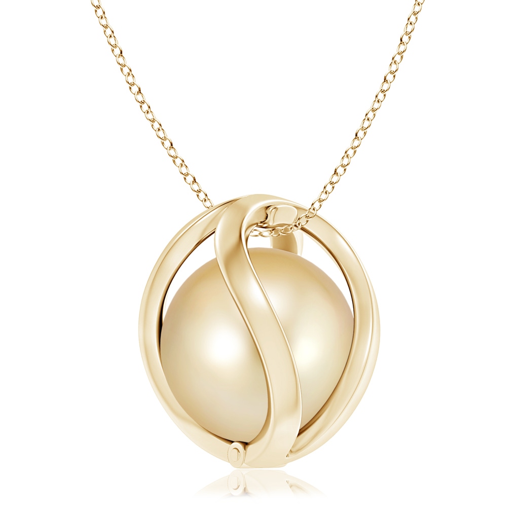 10mm AAAA Golden South Sea Pearl Cage Pendant in Yellow Gold Product Image