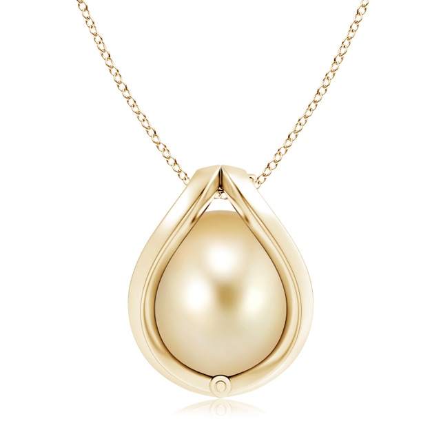 14k Yellow Gold Pearl Cage Necklace