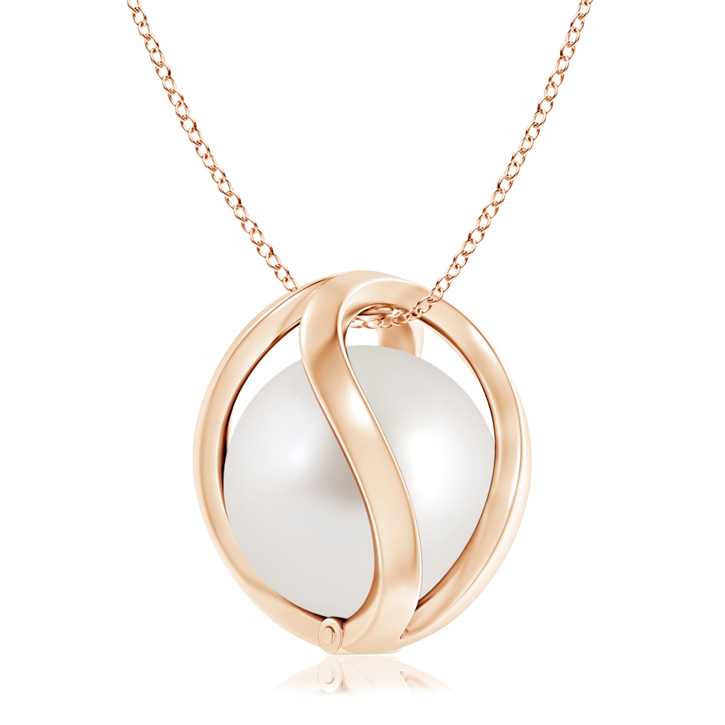 10mm AAA South Sea Cultured Pearl Cage Pendant in Rose Gold