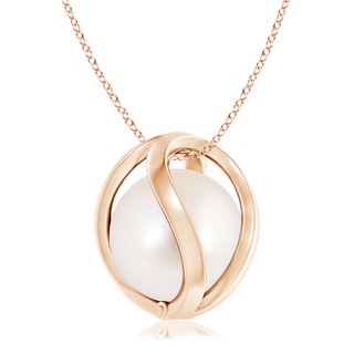 10mm AAAA South Sea Cultured Pearl Cage Pendant in Rose Gold
