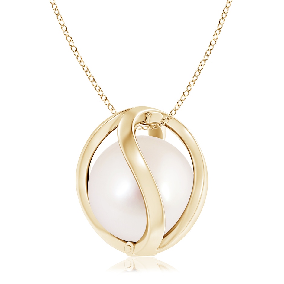 10mm AAAA South Sea Cultured Pearl Cage Pendant in Yellow Gold product image