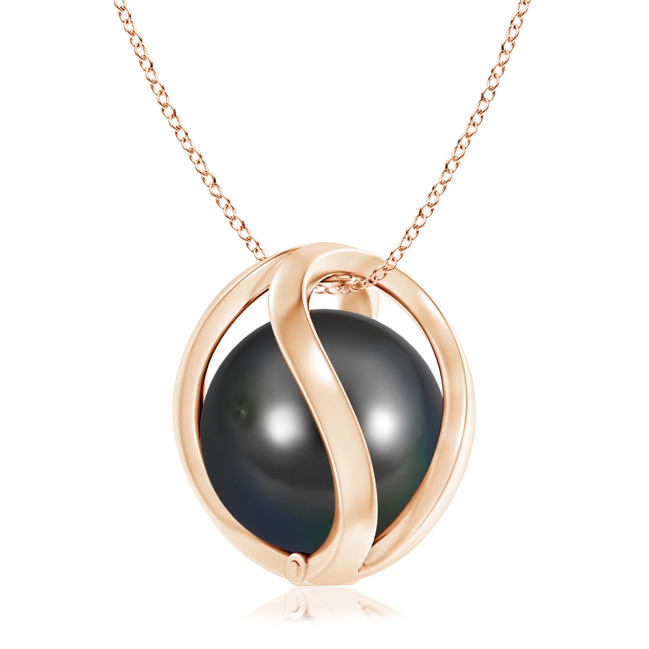 10mm AA Tahitian Pearl Cage Pendant in Rose Gold 