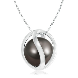 10mm AAA Tahitian Pearl Cage Pendant in White Gold