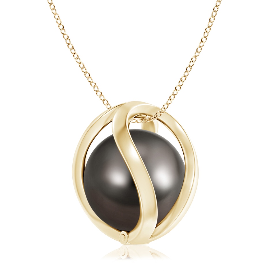 10mm AAA Tahitian Pearl Cage Pendant in Yellow Gold 