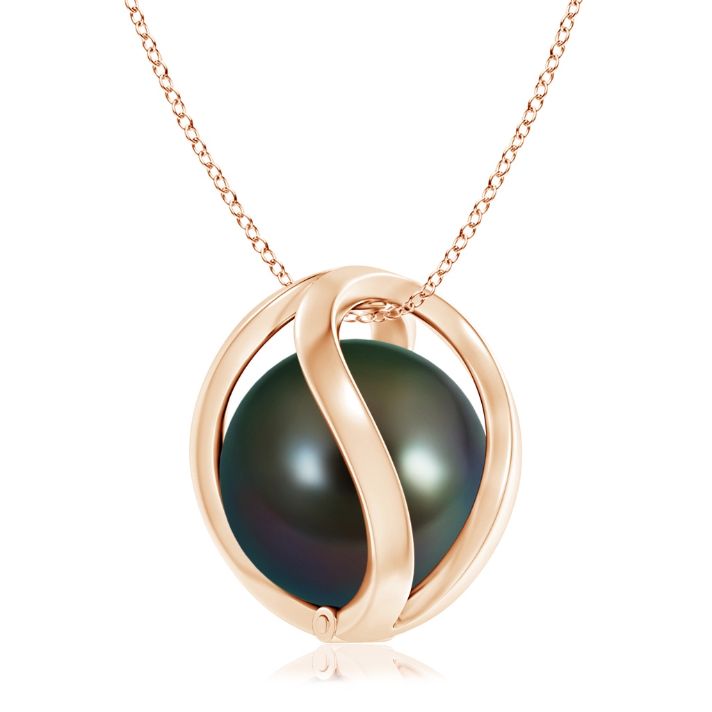 10mm AAAA Tahitian Pearl Cage Pendant in Rose Gold