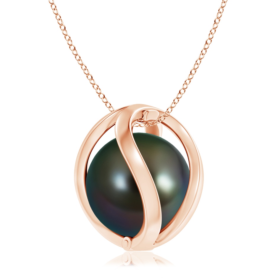 10mm AAAA Tahitian Pearl Cage Pendant in Rose Gold product image