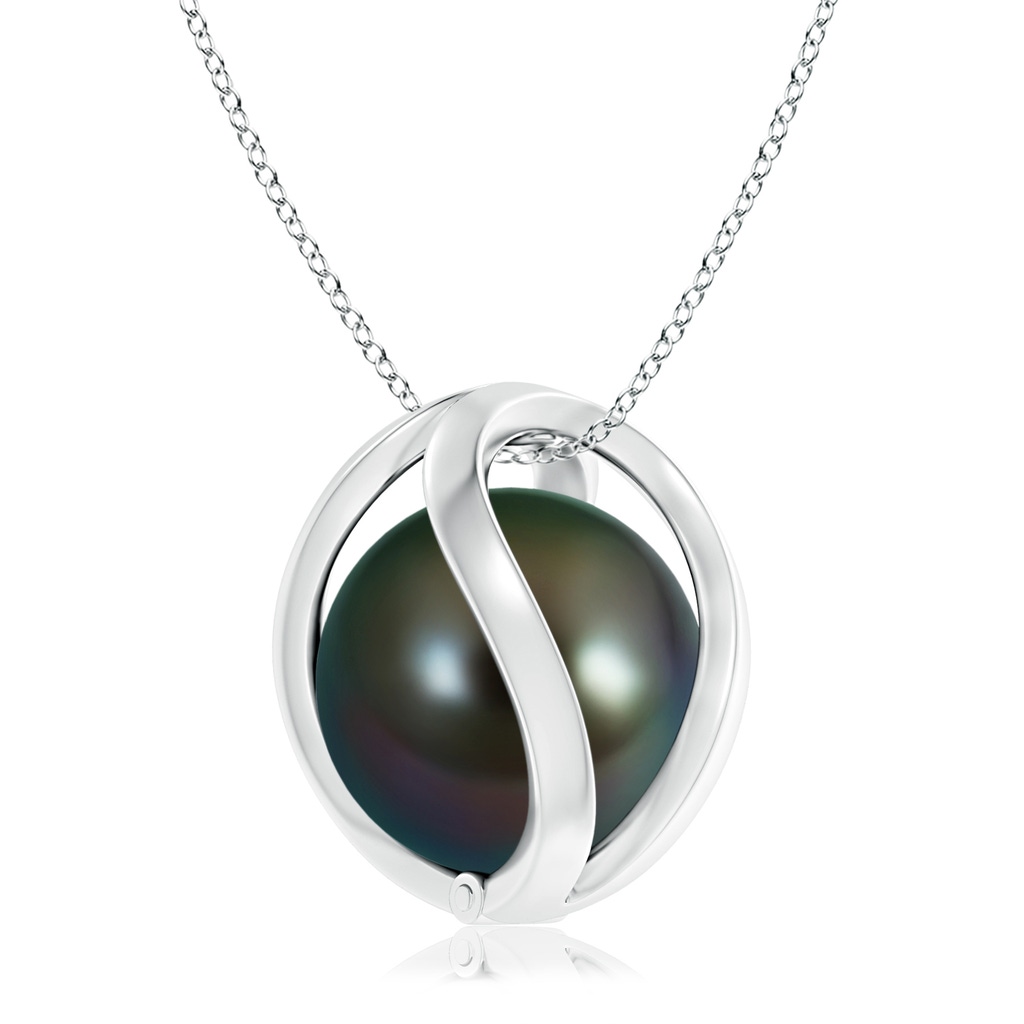 10mm AAAA Tahitian Pearl Cage Pendant in White Gold