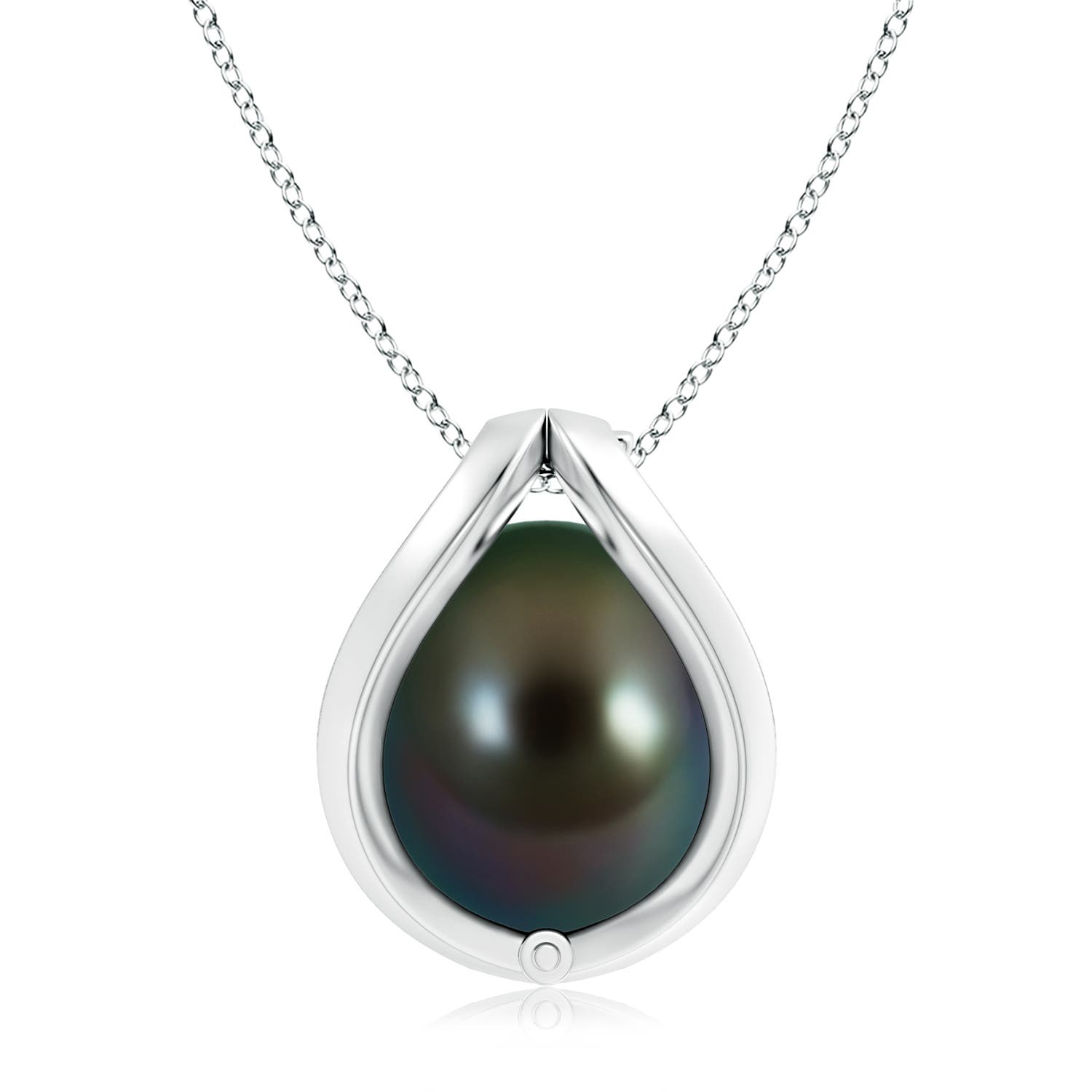 10mm AAAA Tahitian Pearl Cage Pendant in White Gold - side 2