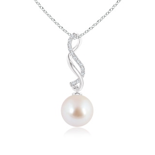 8mm AAA Akoya Cultured Pearl Infinity Swirl Pendant in White Gold