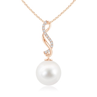 10mm AAA Freshwater Cultured Pearl Infinity Swirl Pendant in Rose Gold