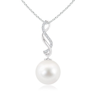 10mm AAA Freshwater Cultured Pearl Infinity Swirl Pendant in White Gold