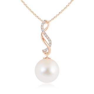 10mm AAAA Freshwater Cultured Pearl Infinity Swirl Pendant in Rose Gold