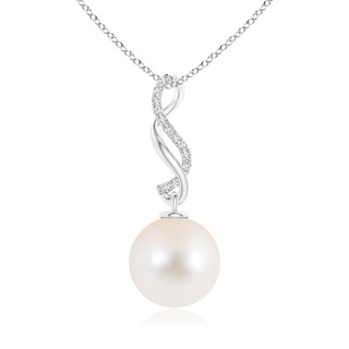 10mm AAAA Freshwater Cultured Pearl Infinity Swirl Pendant in White Gold