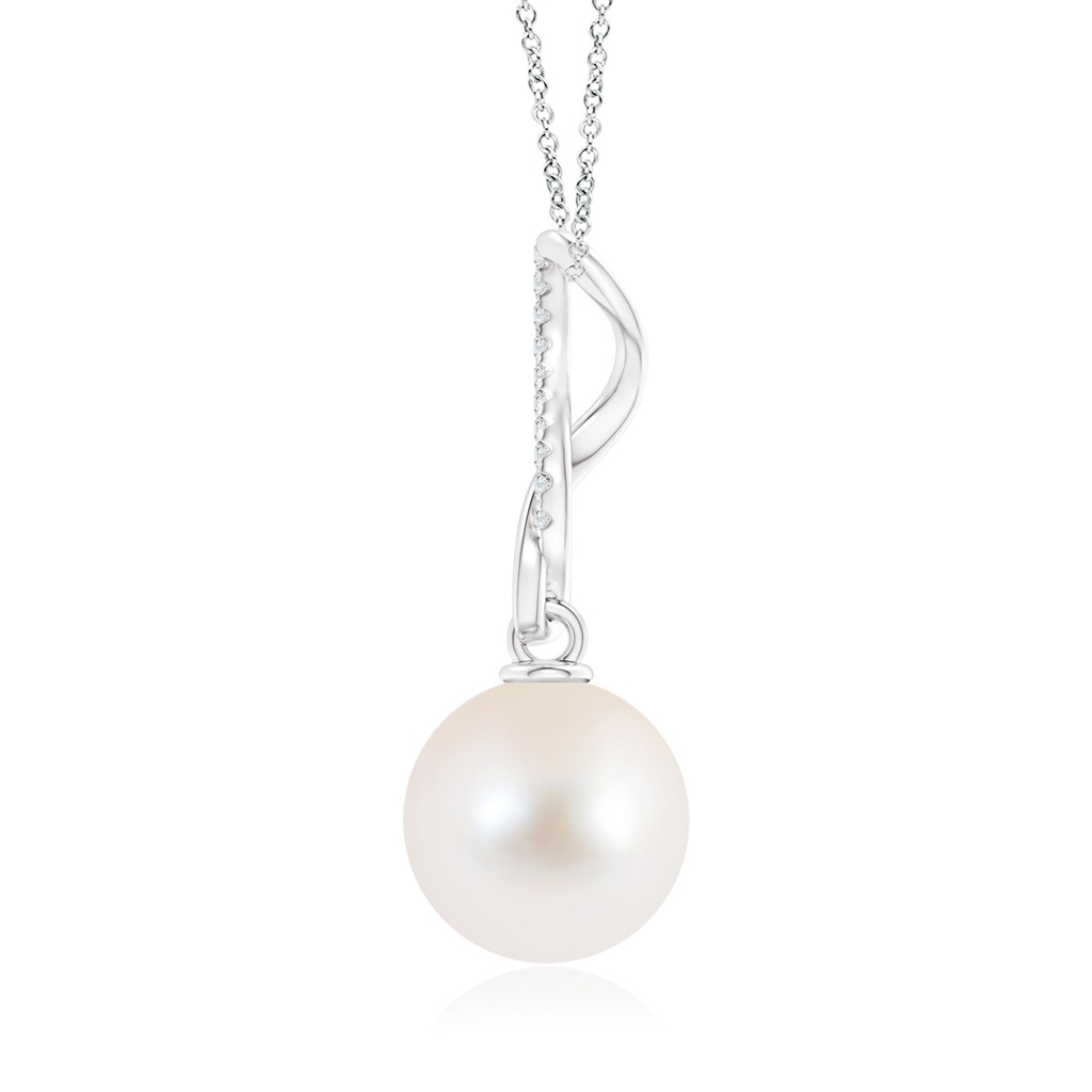 10mm AAAA Freshwater Cultured Pearl Infinity Swirl Pendant in White Gold Product Image