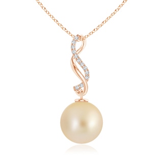 10mm AA Golden South Sea Pearl Infinity Swirl Pendant in Rose Gold
