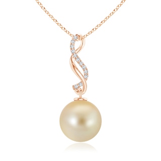 10mm AAA Golden South Sea Pearl Infinity Swirl Pendant in Rose Gold