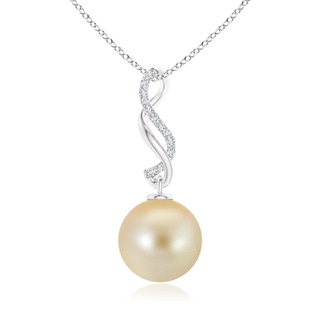 10mm AAA Golden South Sea Pearl Infinity Swirl Pendant in White Gold
