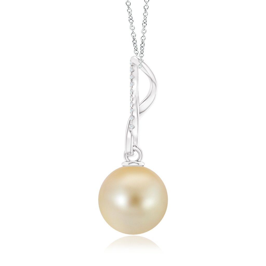 10mm AAA Golden South Sea Pearl Infinity Swirl Pendant in White Gold Product Image