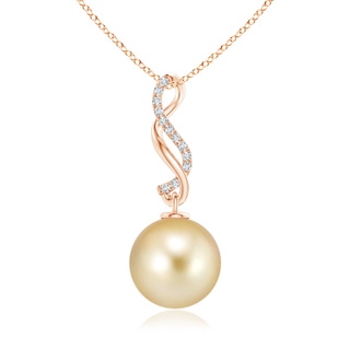 10mm AAAA Golden South Sea Pearl Infinity Swirl Pendant in 10K Rose Gold