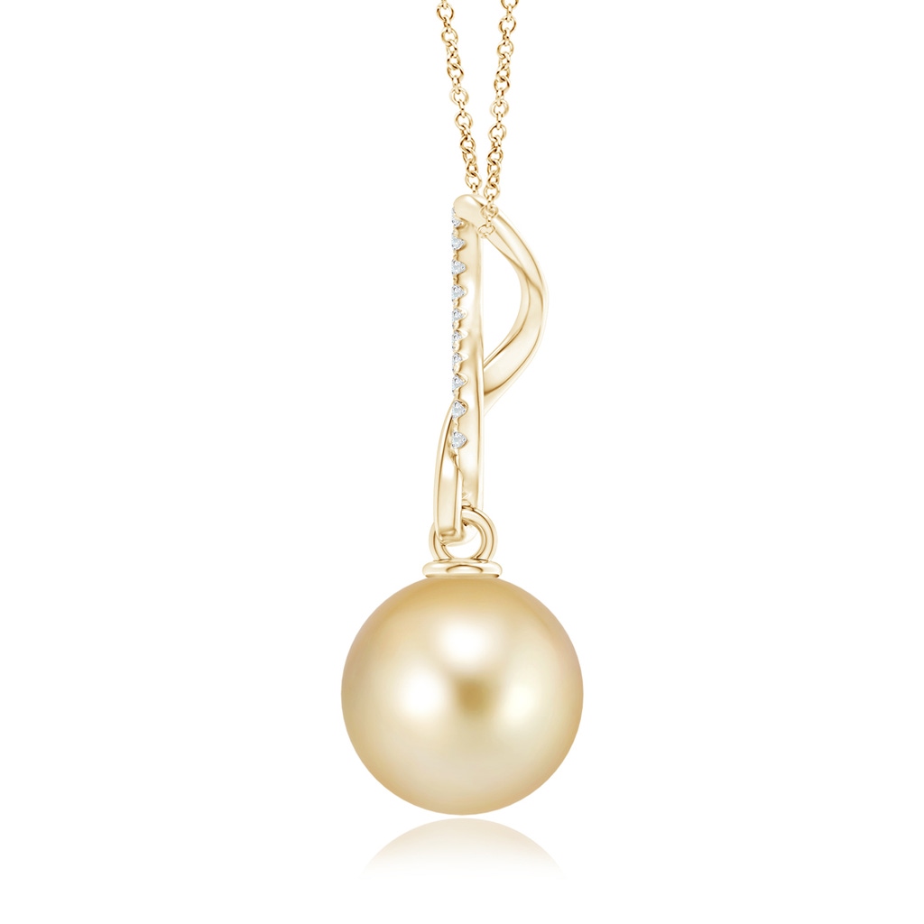 10mm AAAA Golden South Sea Pearl Infinity Swirl Pendant in Yellow Gold Product Image