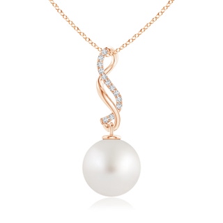 10mm AA South Sea Pearl Infinity Swirl Pendant in Rose Gold