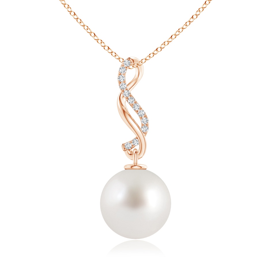 10mm AAA South Sea Pearl Infinity Swirl Pendant in Rose Gold 