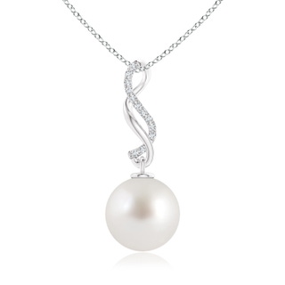 10mm AAA South Sea Pearl Infinity Swirl Pendant in White Gold