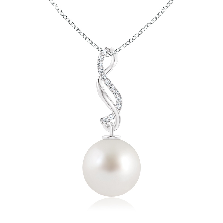 10mm AAA South Sea Pearl Infinity Swirl Pendant in White Gold 