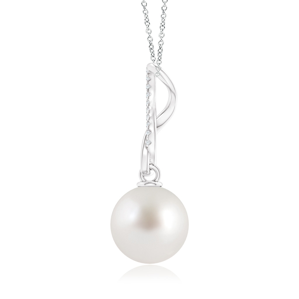 10mm AAA South Sea Pearl Infinity Swirl Pendant in White Gold Product Image